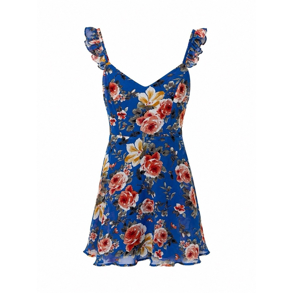 Altar'd State Women's S Blue Floral Dress Flutter Coquette Garden Party NWT 0576
